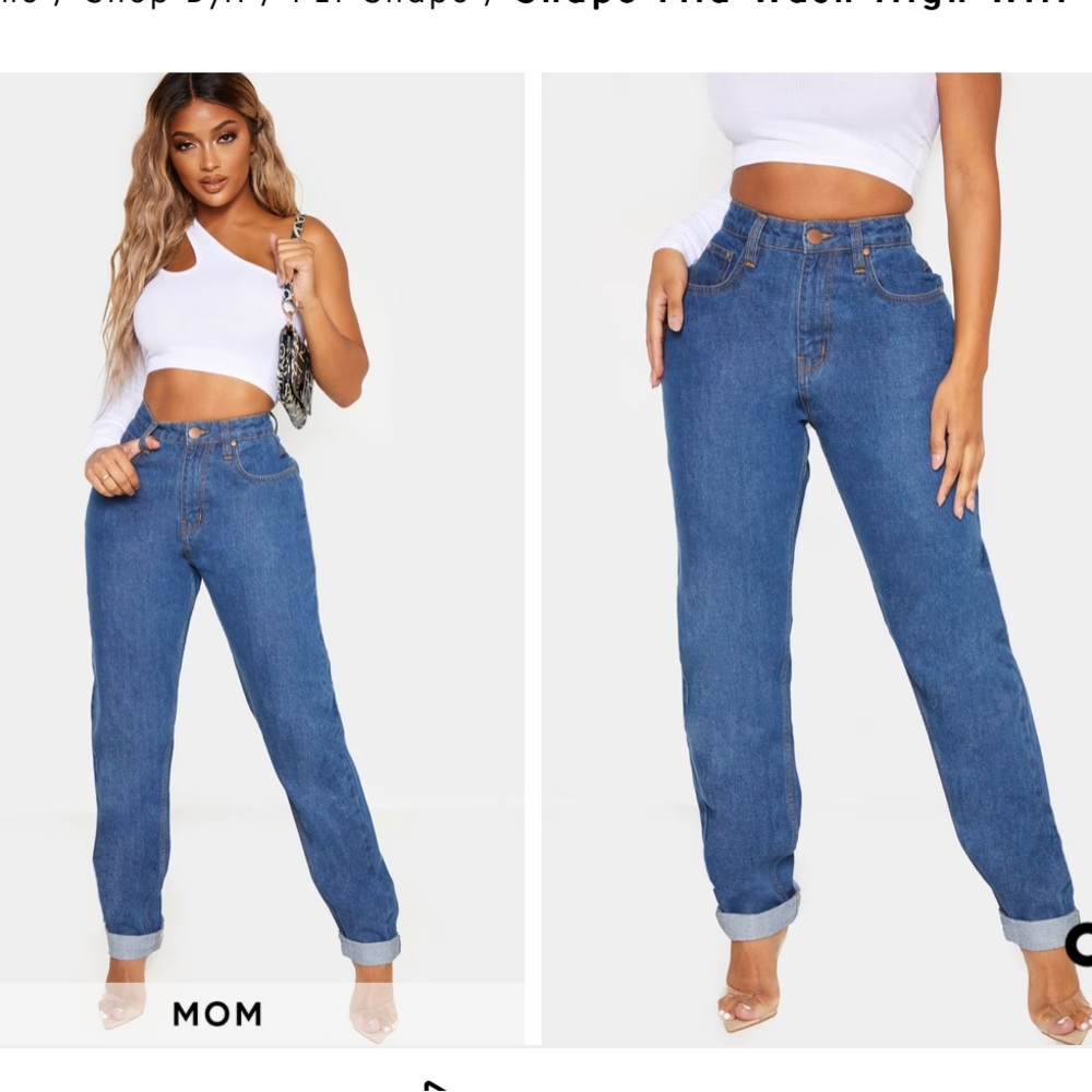 PrettyLittleThing Blue Straight Leg Jeans